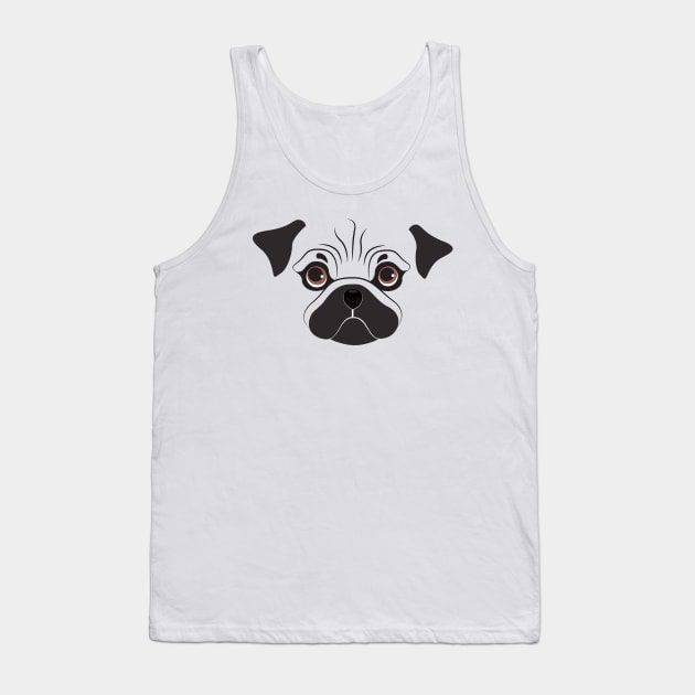 Cute puppy Pug Tank Top by Yulla